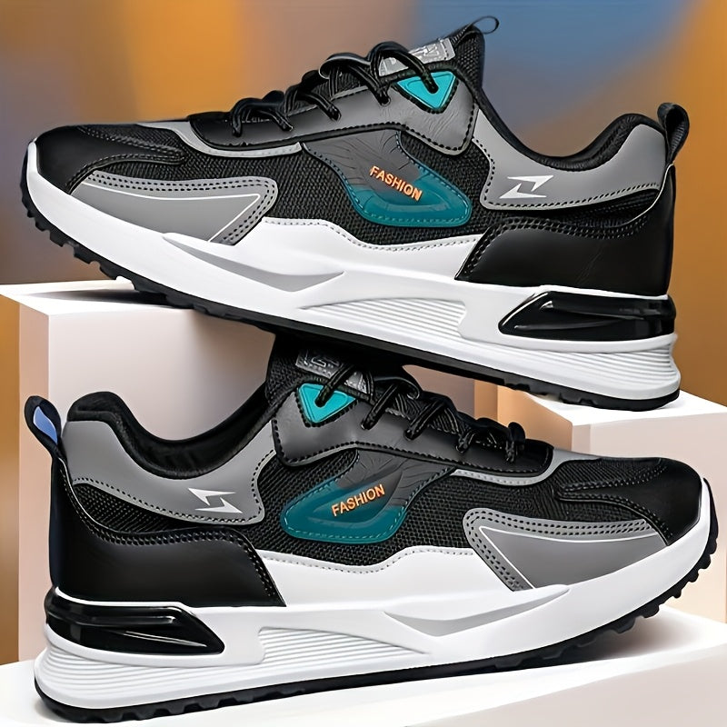 Men's Trendy Chunky Sneakers - Breathable Mesh Dad Shoes with Cushioned Insole, All-Season Wear, Green & Beige Color Scheme, Casual Sneakers for Walking, Running & Everyday Use MAEJORKEN