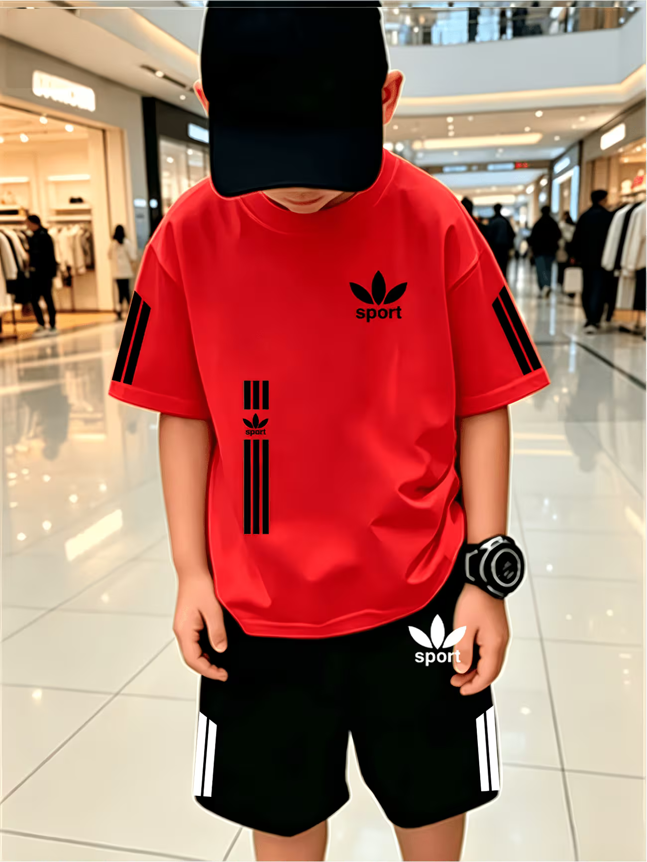 Ensemble de sport pour enfants, T-shirt à manches courtes et short décontractés et à la mode, Ensemble 2 pièces décontracté et à la mode pour garçons du 5 au 15 ans MAEJORKEN