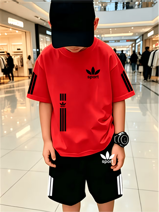 Ensemble de sport pour enfants, T-shirt à manches courtes et short décontractés et à la mode, Ensemble 2 pièces décontracté et à la mode pour garçons du 5 au 15 ans MAEJORKEN