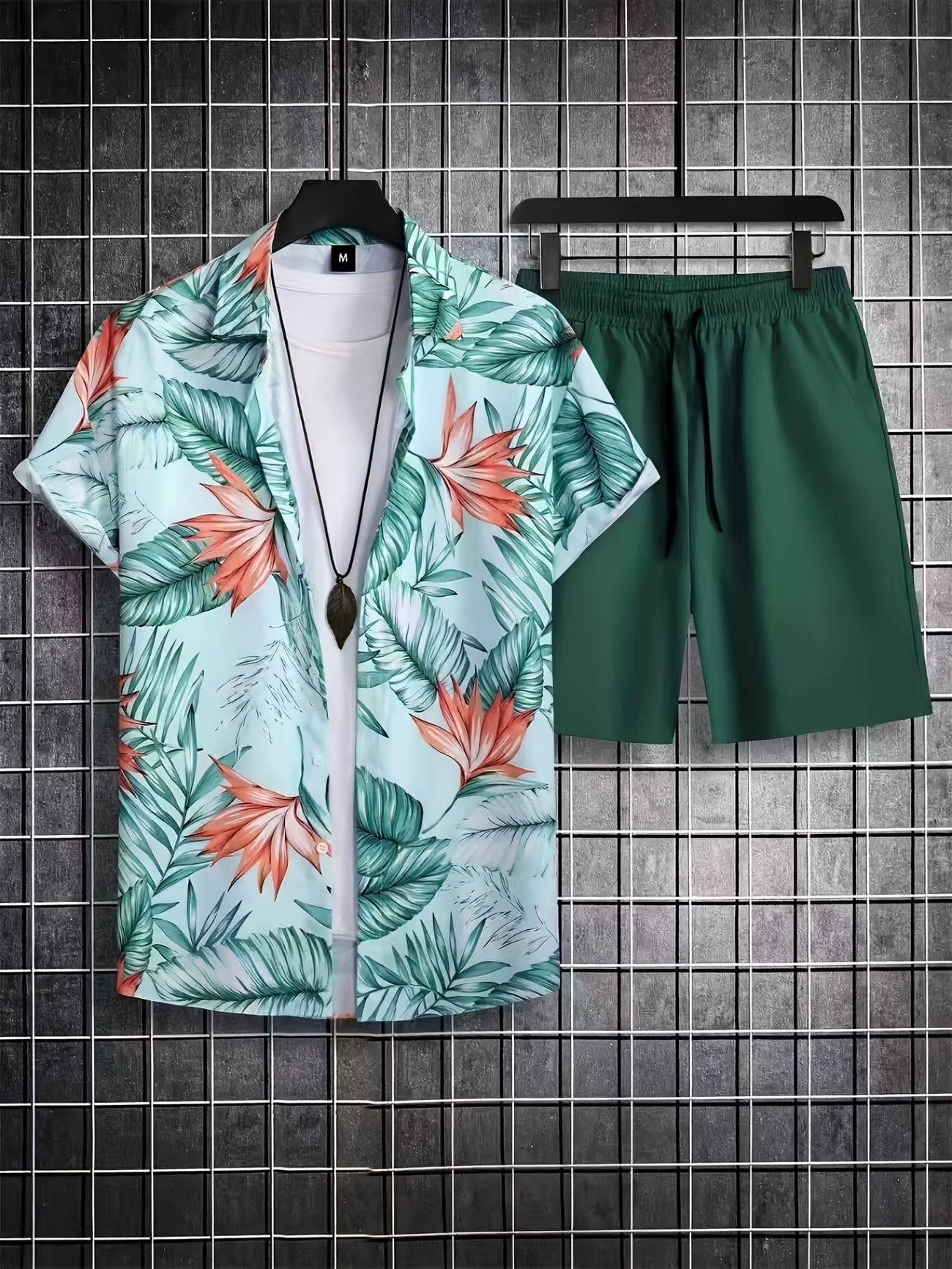 Ensemble d'été pour homme style hawaïen avec short de plage et chemise à manches courtes imprimée du S au 3XL MAEJORKEN