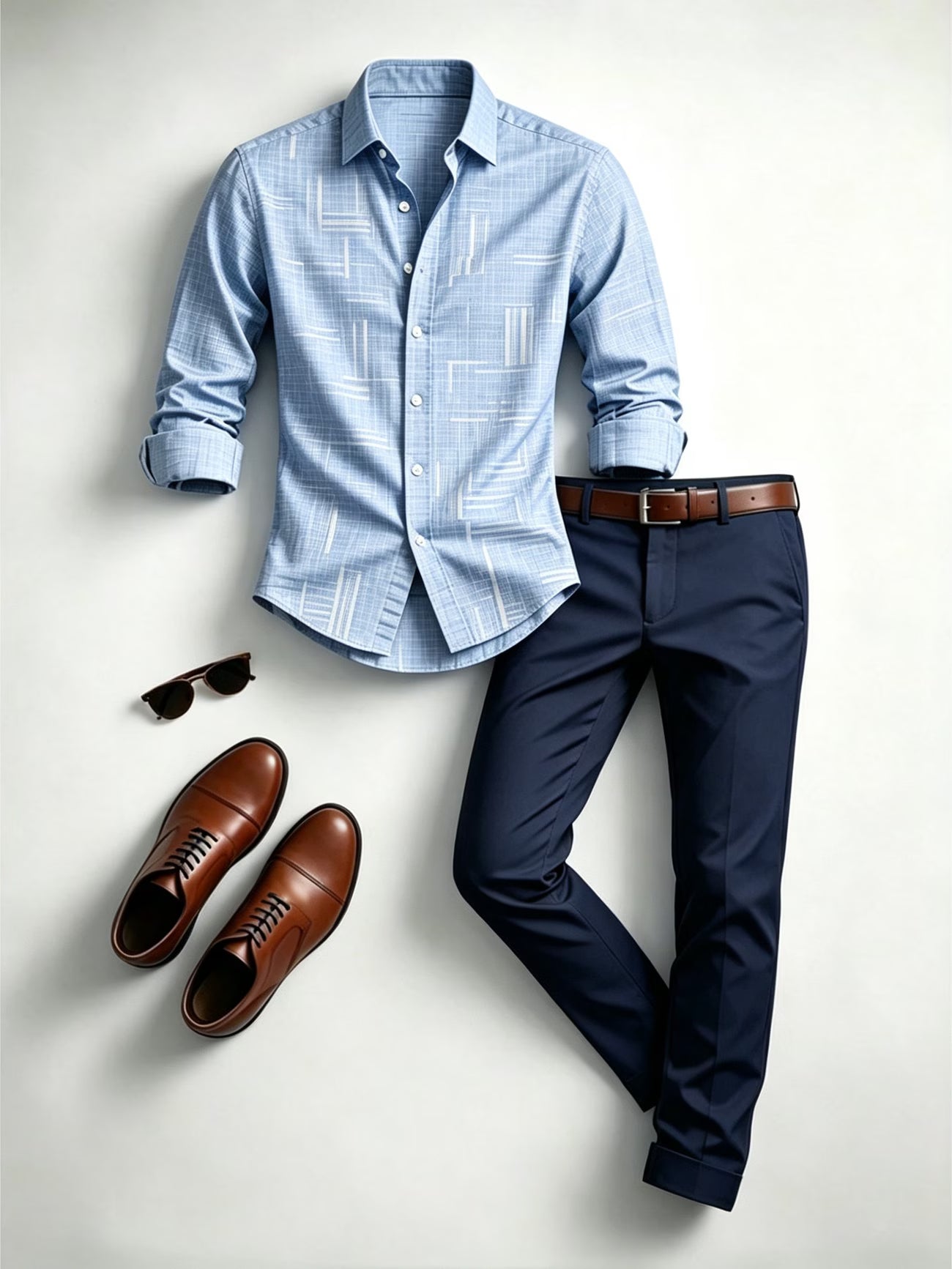 Ensemble 2 pièces pour homme, Nouvelle chemise à manches longues et pantalon polyvalents à la mode, Tissu léger et confortable du XXS au 3XL MAEJORKEN