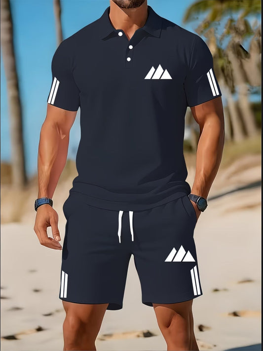 Ensemble 2 pièces pour homme, été, couleur unie, décontracté, athlétique, chemise polo à manches courtes, short léger à poche du S au 3XL MAEJORKEN