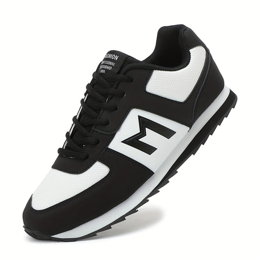 Men'S Breathable Durable All-Season Running Shoes - Comfortable Casual Sneakers with Geometric Pattern, Round Toe & Lace-Up Closure for Hiking, Outdoor, Daily Wear - Versatile Low-Top Design in Black, White, Gray, Hiking Shoe MAEJORKEN