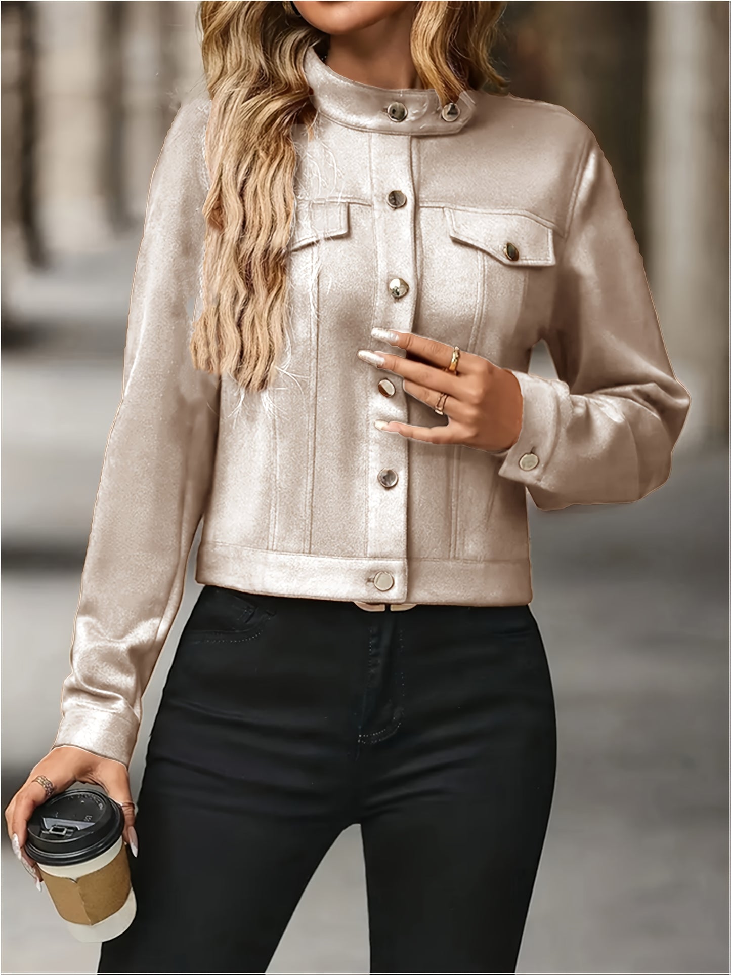 Veste en daim à manches longues d inspiration vintage du S au 2XL