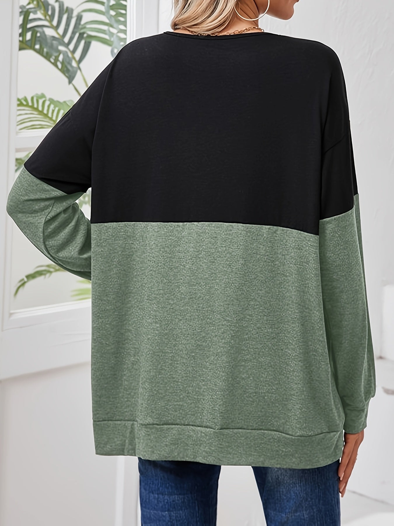 T-shirt décontracté à manches longues col en V du XL au 4XL MAEJORKEN