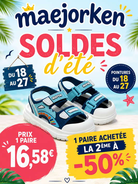 Nouvelles sandales d'été 2026 pour garçons, à bout fermé, semelle souple antidérapante, chaussures de plage à scratch pour bébés et tout-petits du 18 au 27 MAEJORKEN