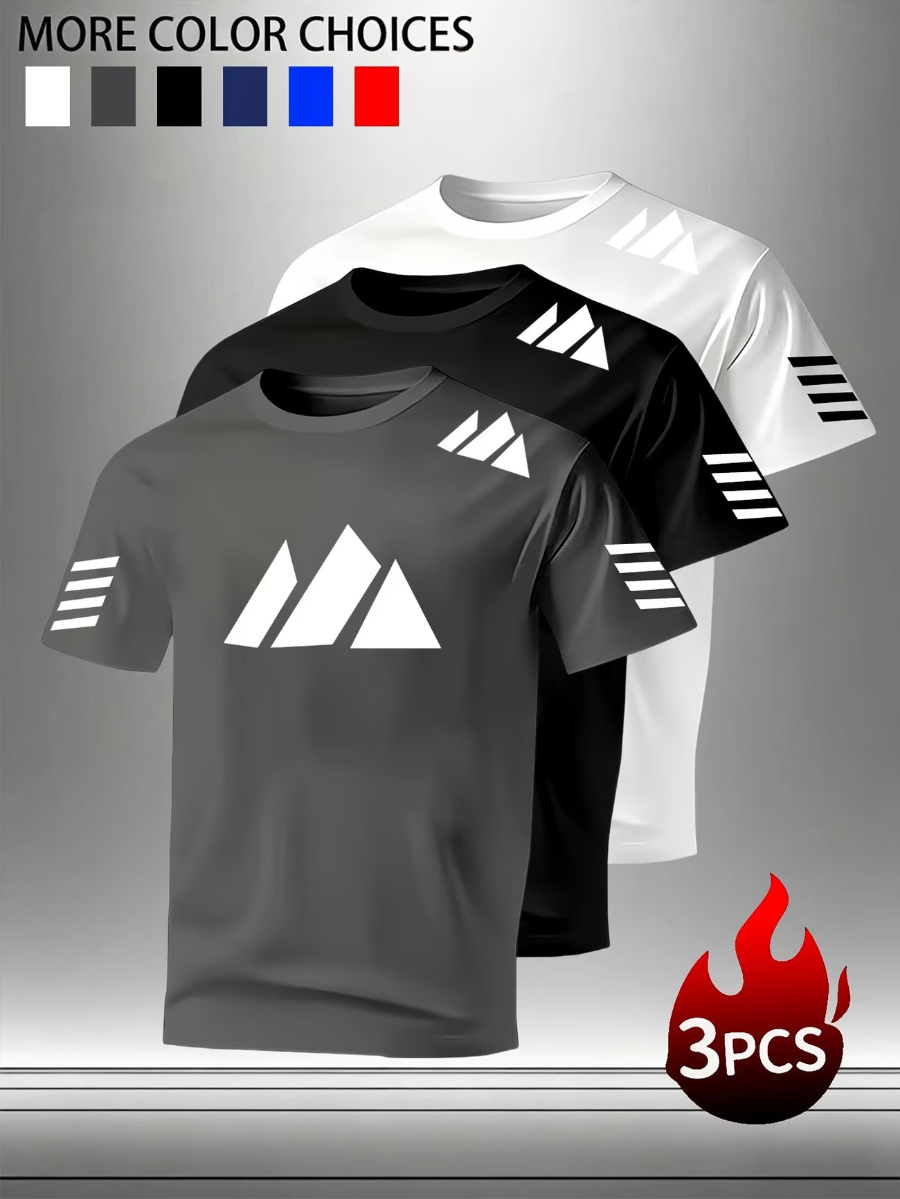 Lot de 3 t-shirts à manches courtes pour hommes respirant à séchage rapide du S au 3XL MAEJORKEN