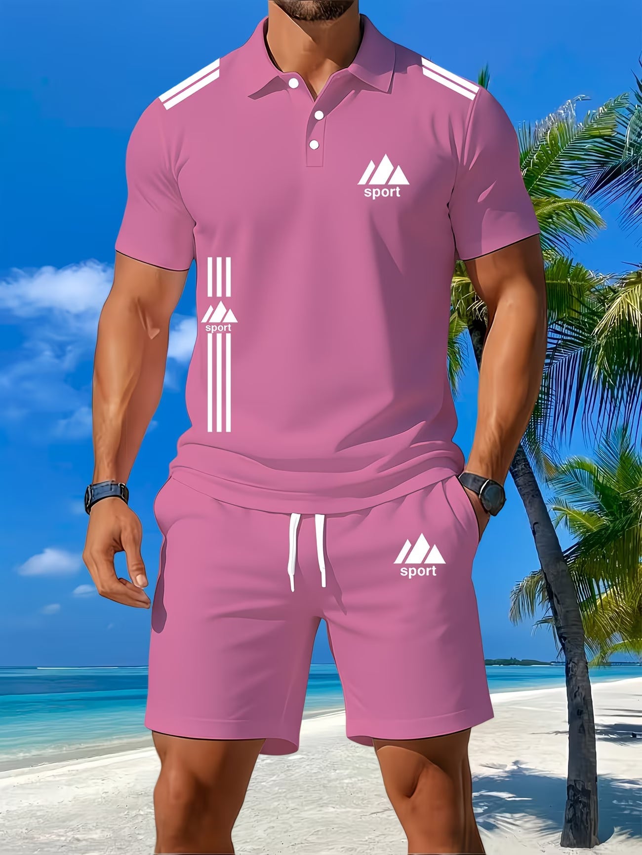 Ensemble 2 pièces pour homme : Polo respirant et short, brodé du S au 3XL MAEJORKEN
