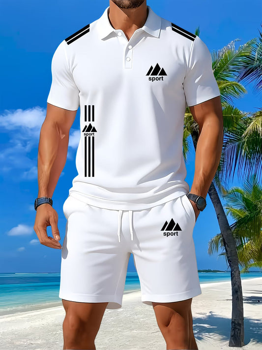 Ensemble 2 pièces pour homme : Polo respirant et short, brodé du S au 3XL MAEJORKEN