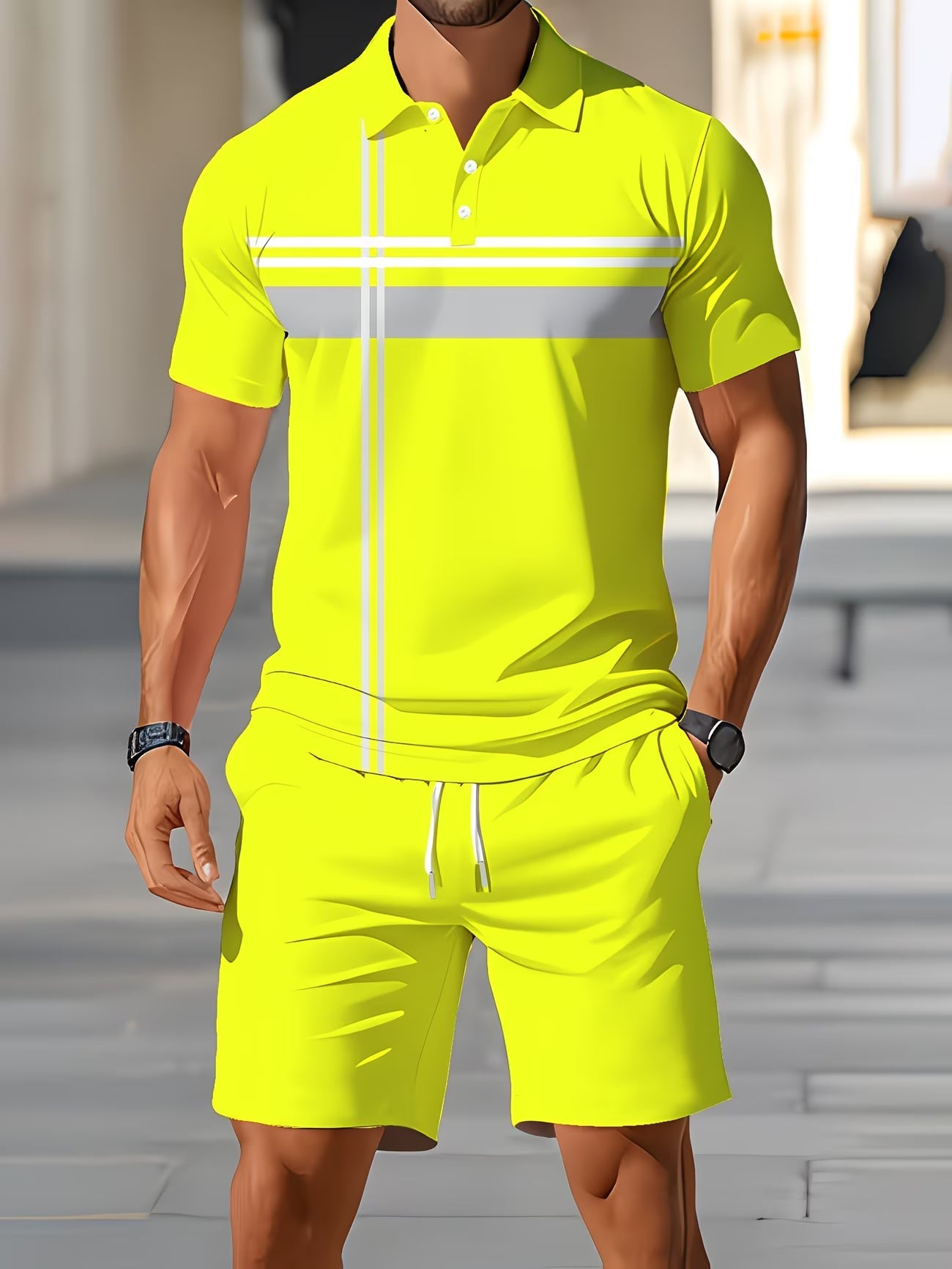 Ensemble Décontracté Sportif pour Homme - Chemise et Shorts 2 Pièces pour Tenue Quotidienne en Extérieur du S au 3XL MAEJORKEN