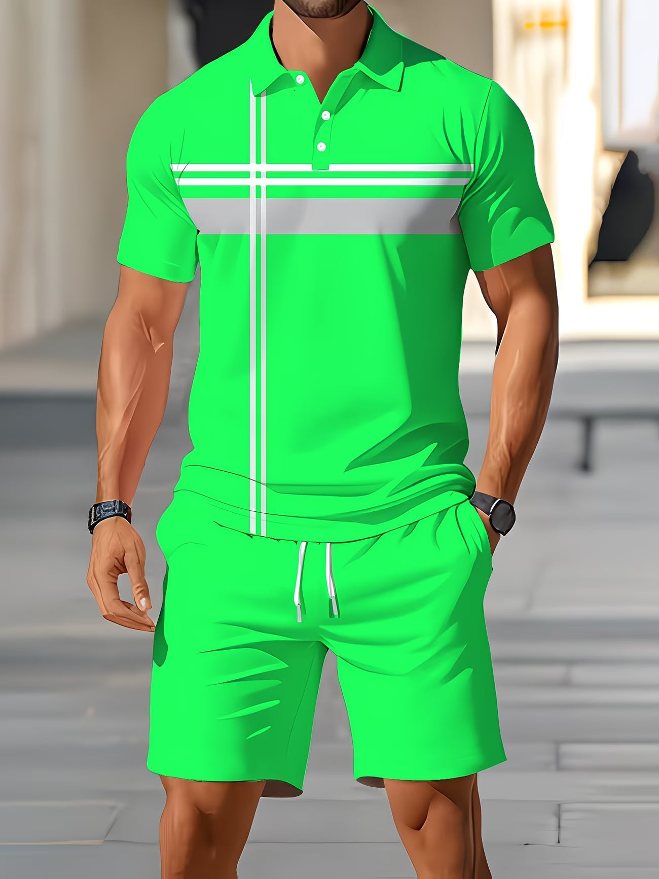 Ensemble Décontracté Sportif pour Homme - Chemise et Shorts 2 Pièces pour Tenue Quotidienne en Extérieur du S au 3XL MAEJORKEN