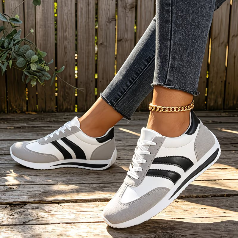 Baskets basses pour femme GNPV - Tige synthétique légère et semelle en EVA, à lacets à rayures multicolores du 36 au 42 MAEJORKEN