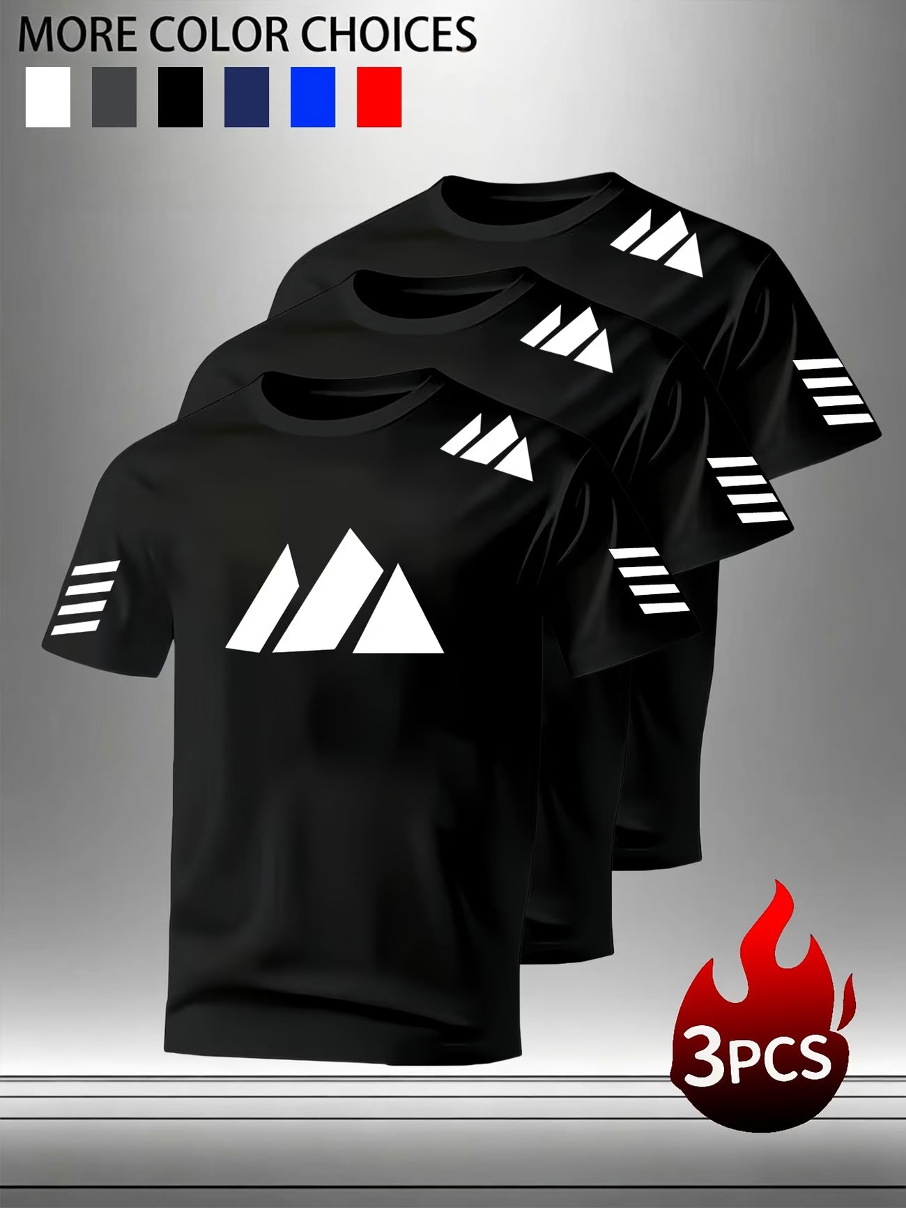 Lot de 3 t-shirts à manches courtes pour hommes respirant à séchage rapide du S au 3XL MAEJORKEN