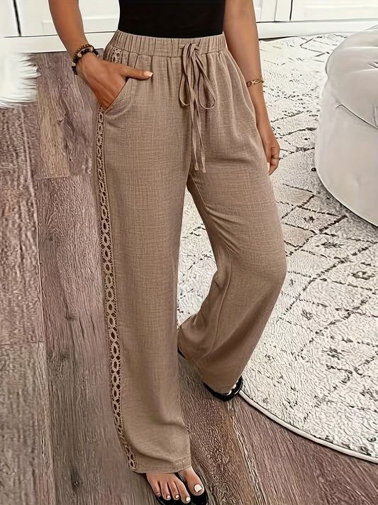 Pantalon décontracté ZLL pour femme, élégant, avec dentelle latérale et poche inclinée du S au 2XL MAEJORKEN