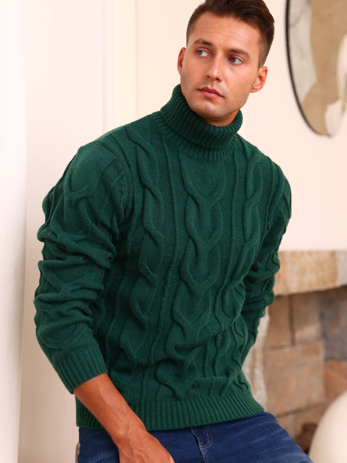 Nouveau pull décontracté d'automne/hiver pour homme, épais et chaud, à col montant, en tricot, doux, confortable et polyvalent, avec gros torsades, pull tendance du S au 2XL MAEJORKEN