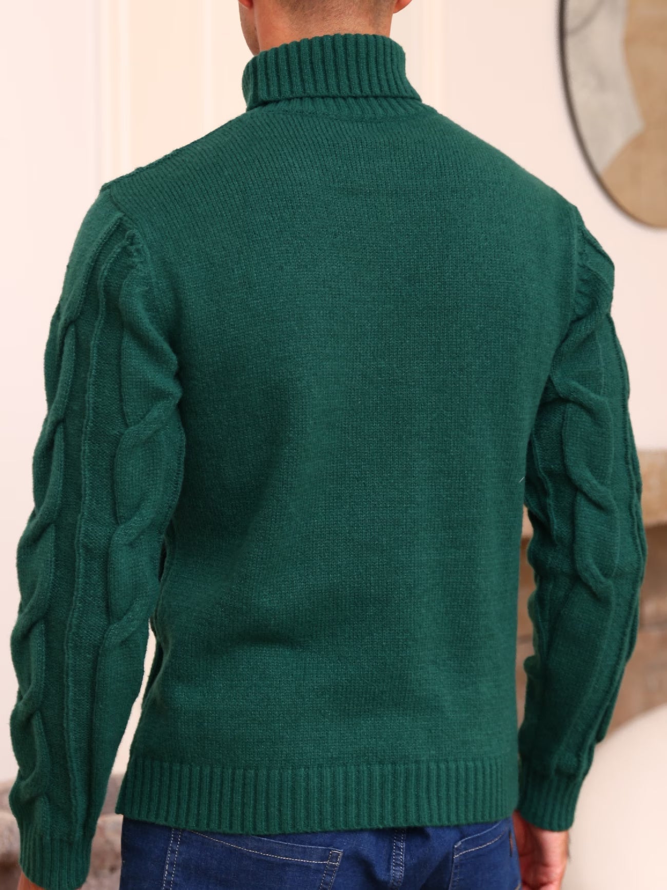Nouveau pull décontracté d'automne/hiver pour homme, épais et chaud, à col montant, en tricot, doux, confortable et polyvalent, avec gros torsades, pull tendance du S au 2XL MAEJORKEN