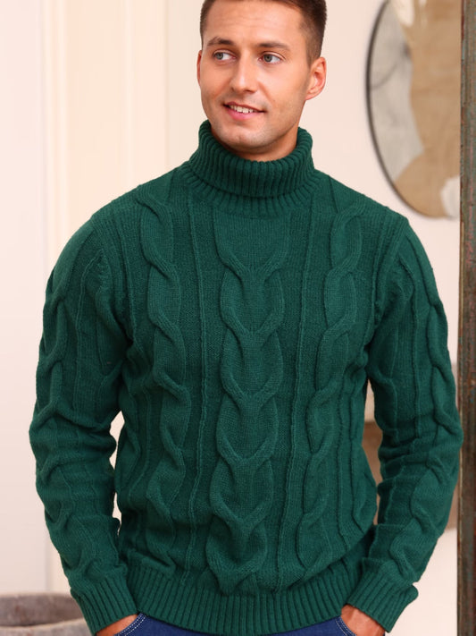 Nouveau pull décontracté d'automne/hiver pour homme, épais et chaud, à col montant, en tricot, doux, confortable et polyvalent, avec gros torsades, pull tendance du S au 2XL MAEJORKEN