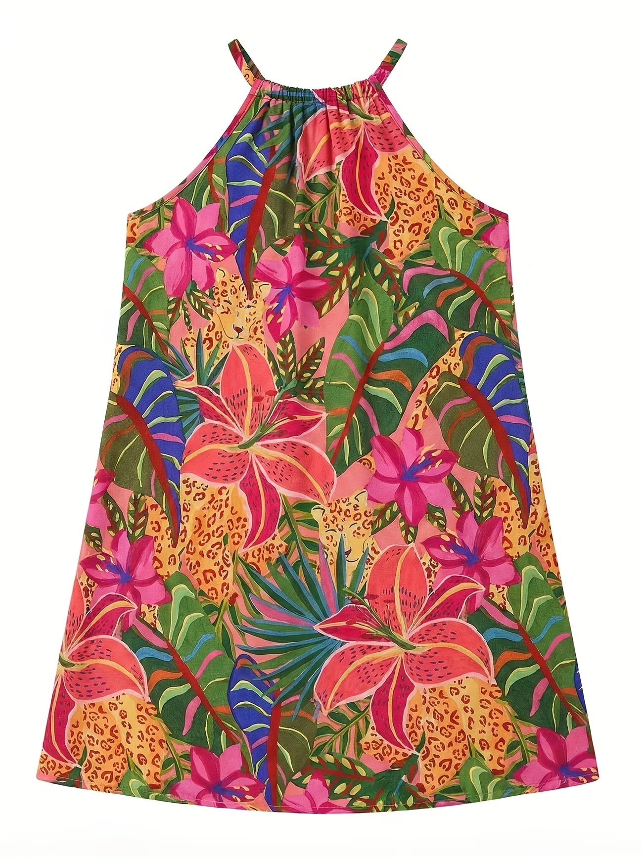 Robe d'été décontractée et tendance pour adolescentes, vacances, mode, mousseline de soie à fleurs fines, col licou du 9 au 14 ans MAEJORKEN