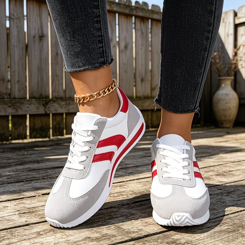 Baskets basses pour femme GNPV - Tige synthétique légère et semelle en EVA, à lacets à rayures multicolores du 36 au 42 MAEJORKEN