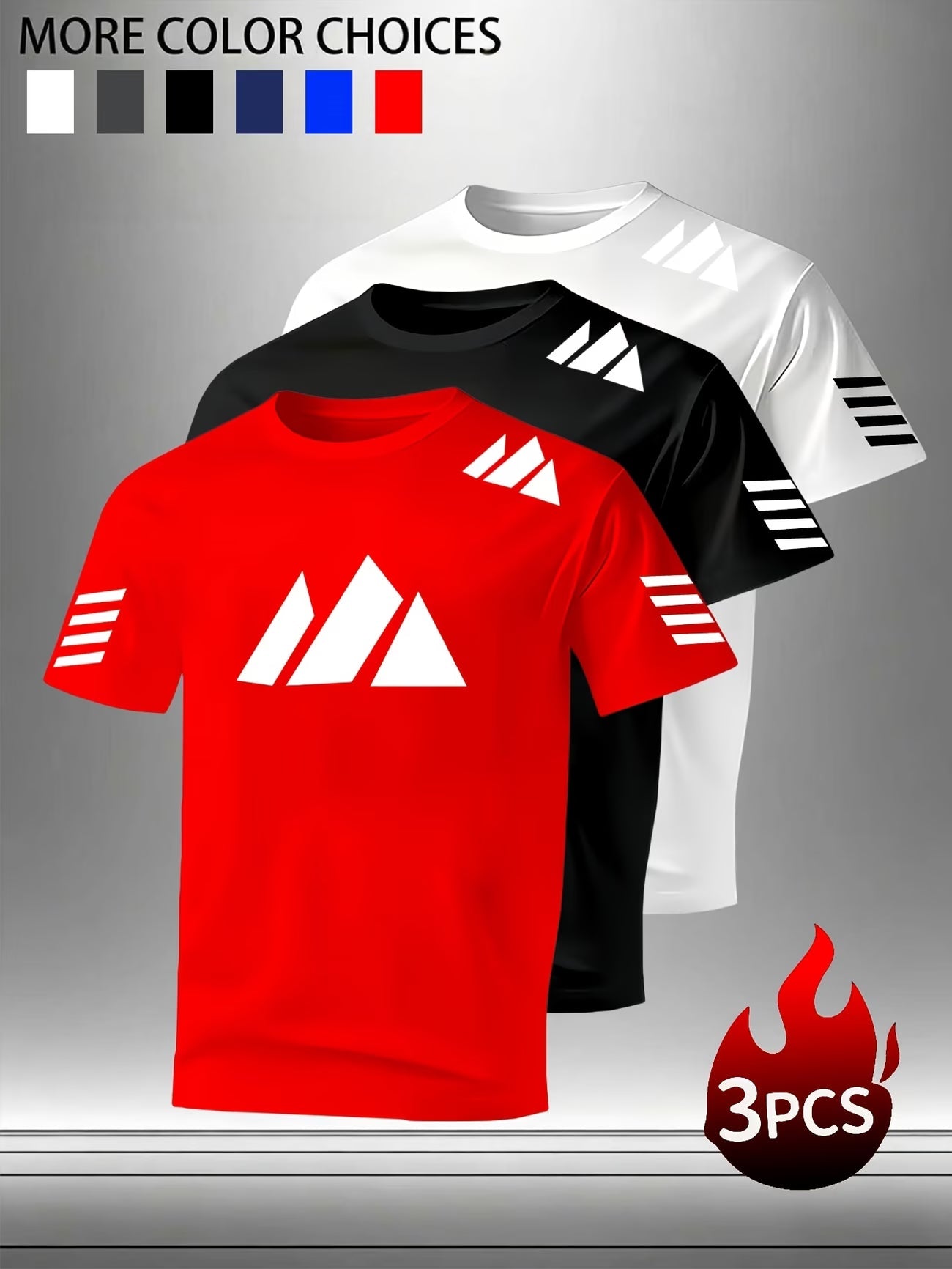 Lot de 3 t-shirts à manches courtes pour hommes respirant à séchage rapide du S au 3XL MAEJORKEN