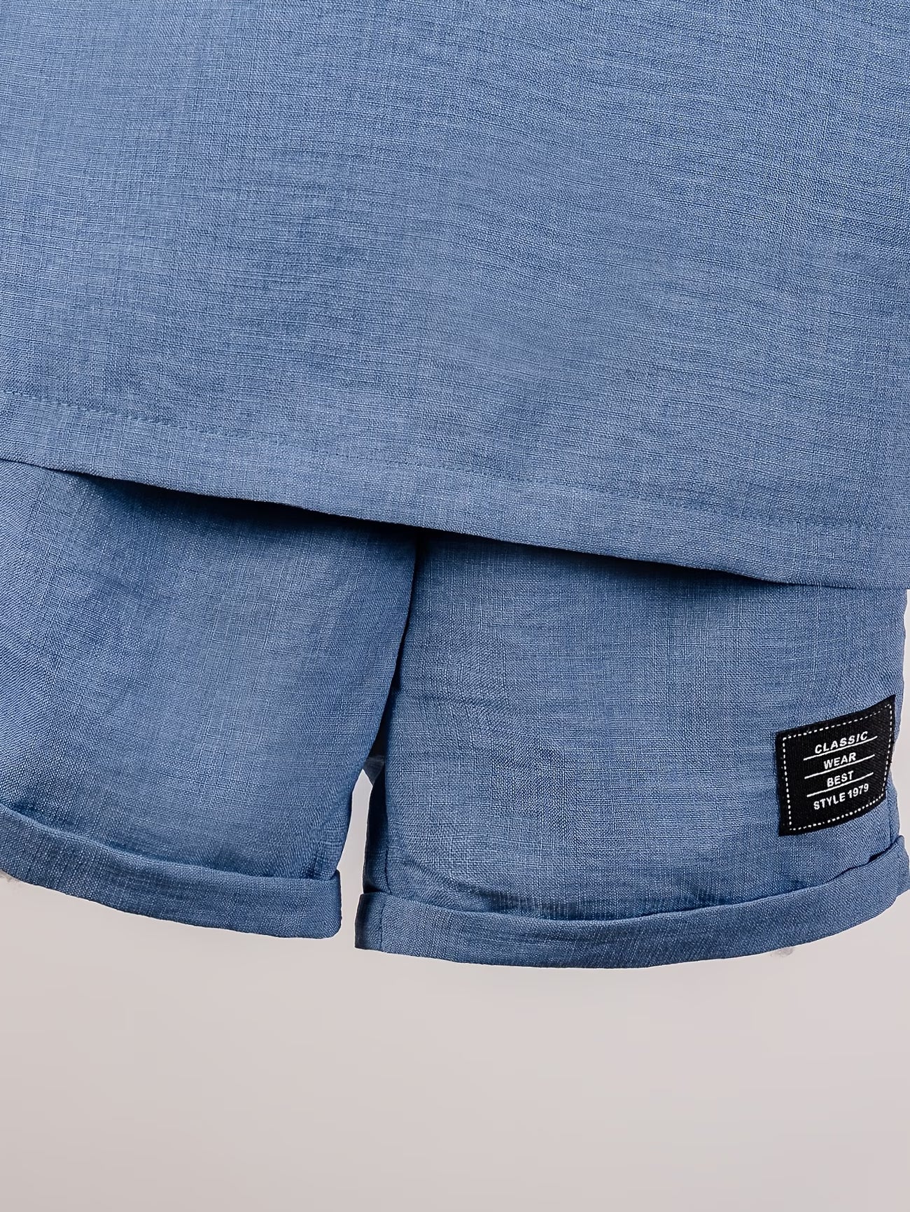 Nouveau ensemble d'été 6 pièces pour garçons, comprenant une chemise à col montant boutonnée avec poche et un short à poches avec patchwork de rubans sur les manches, facile et décontracté du 9 mois au 4 ans MAEJORKEN