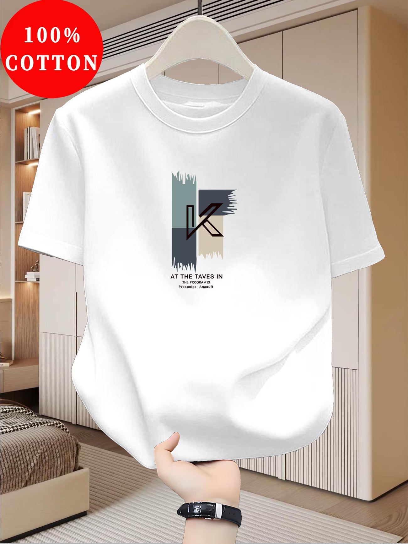 T-Shirt Homme 100% Coton, col rond manches courtes décontracté, respirant du XS au 3XL MAEJORKEN