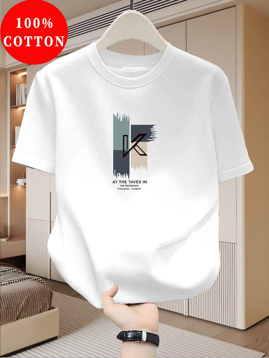 T-Shirt Homme 100% Coton, col rond manches courtes décontracté, respirant du XS au 3XL MAEJORKEN