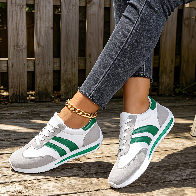 Baskets basses pour femme GNPV - Tige synthétique légère et semelle en EVA, à lacets à rayures multicolores du 36 au 42 MAEJORKEN